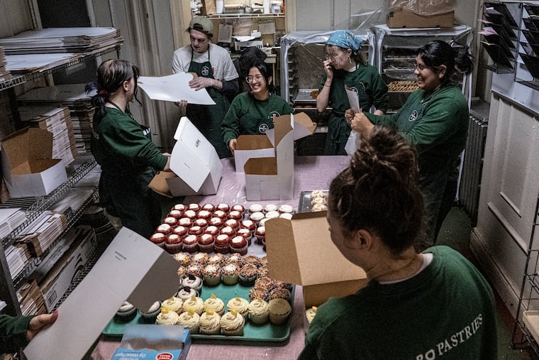 Bakers work at Isgro Pastries in South Philadelphia. Isgro Pastries in South Philly is a semifinalist for a James Beard award.